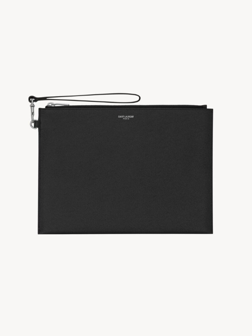 Authentic Yves Saint Laurent Black Leather Clutch 530013